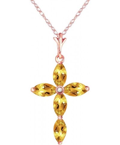 14k Solid Yellow, White, Rose Gold Genuine Diamond and Citrine Cross Pendant Necklace Rose Gold 18.0 Inches $124.64 Necklaces