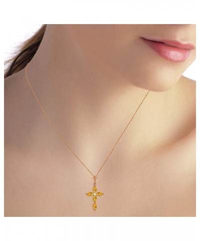 14k Solid Yellow, White, Rose Gold Genuine Diamond and Citrine Cross Pendant Necklace Rose Gold 18.0 Inches $124.64 Necklaces