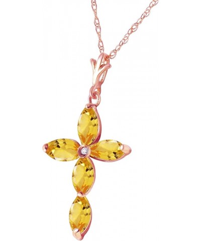 14k Solid Yellow, White, Rose Gold Genuine Diamond and Citrine Cross Pendant Necklace Rose Gold 18.0 Inches $124.64 Necklaces