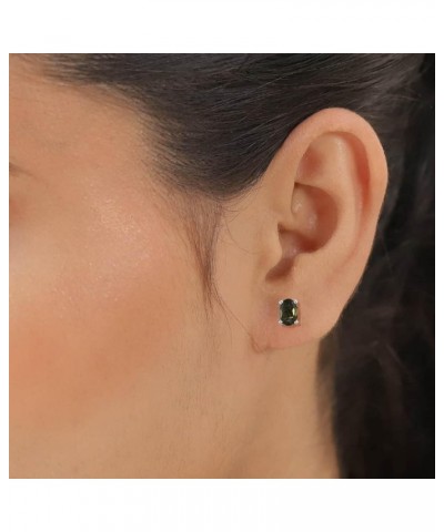 SHOP LC 925 Sterling Silver Moldavite Stud Earrings for Women Jewelry for Her Birthday Gifts for Women Silver $30.55 Earrings