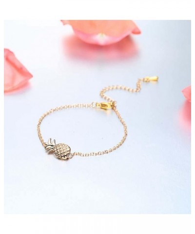 Gold Pineapple Bracelet Anklets for Women Girls Hawaii Boho Beach Adjustable Bracelet Ankle $7.55 Anklets