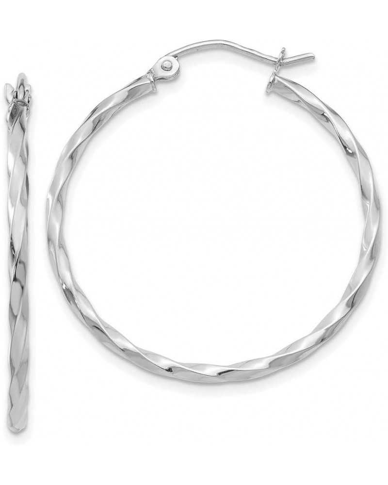 2mm Polished Twisted Hoop Earrings in Real 14k Gold White Gold - 30mm $71.94 Earrings