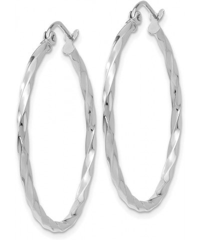 2mm Polished Twisted Hoop Earrings in Real 14k Gold White Gold - 30mm $71.94 Earrings