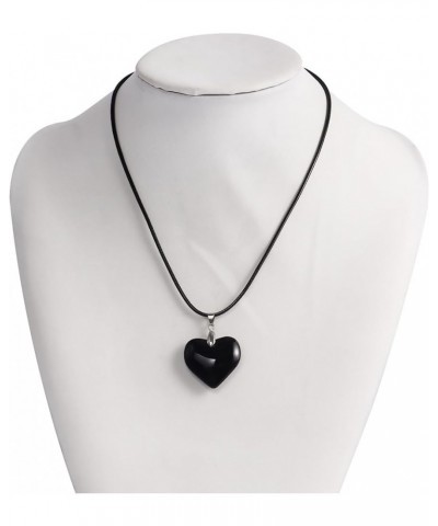 Large Red Heart Pendant Choker Necklace Simple Black Chain Necklace Women Girls Y2K Jewelry black $8.99 Necklaces