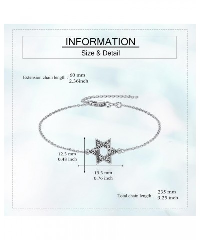 Star Of David Bracelet 925 Sterling Silver David Star Bracelet Jewish Jewelry Gifts For Women $15.68 Bracelets