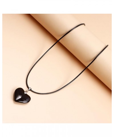 Large Red Heart Pendant Choker Necklace Simple Black Chain Necklace Women Girls Y2K Jewelry black $8.99 Necklaces