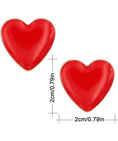 Heart Stud Earrings Big Colorful Enamel Cute Post Earrings Women Girls Girlfriend Valentines Day Gift Red $7.94 Earrings