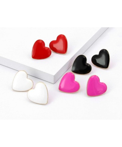 Heart Stud Earrings Big Colorful Enamel Cute Post Earrings Women Girls Girlfriend Valentines Day Gift Red $7.94 Earrings