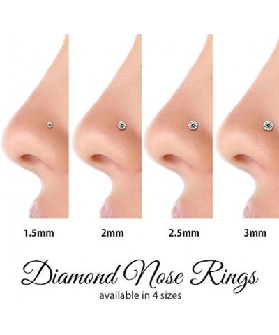 Diamond Nose Stud 14K Yellow Gold Nose Ring Bone 20 Gauge SI1 Clarity 2mm (0.03 ct. tw) $43.24 Body Jewelry