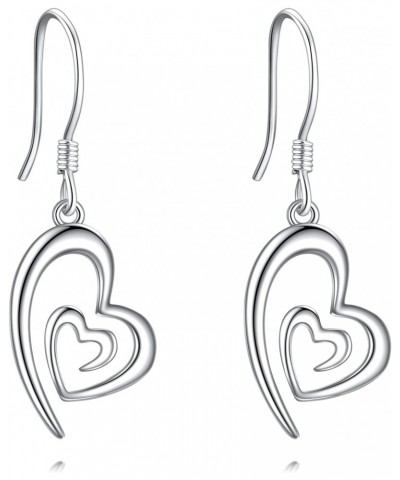 Double Heart Earrings for Women Sterling Silver Heart Dangle Earrings Birthday Gifts Mother's Day $12.80 Earrings