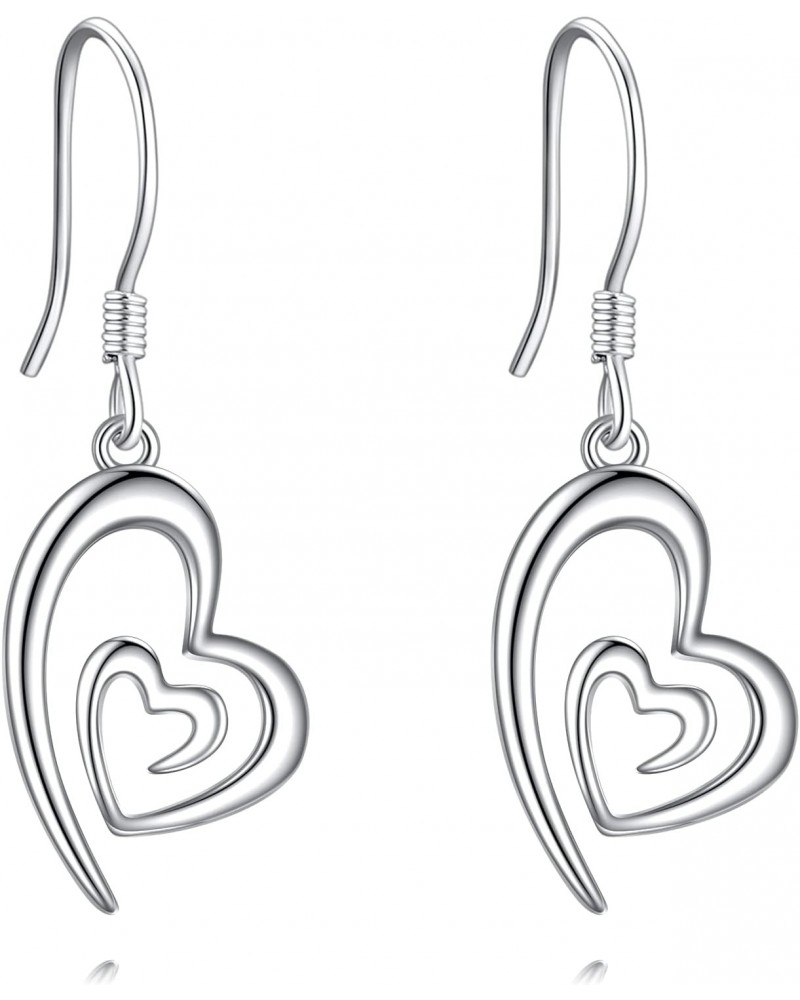 Double Heart Earrings for Women Sterling Silver Heart Dangle Earrings Birthday Gifts Mother's Day $12.80 Earrings