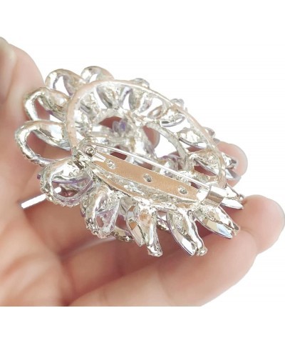 Crystal Diamond Flower Brooch Pin for Women Girls Brides Blue $7.64 Brooches & Pins