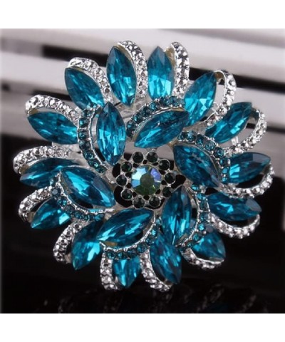 Crystal Diamond Flower Brooch Pin for Women Girls Brides Blue $7.64 Brooches & Pins