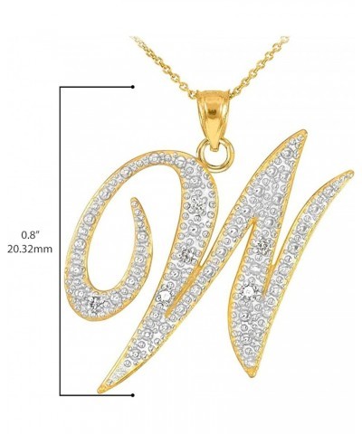 14K Yellow Gold Diamond Accented Dangling Cursive Initial A-Z Charm 4/5" Pendant Necklace (J-K Color, I1-I2 Clarity) - Choice...