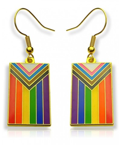 Progress Flag Gay Pride Earrings, Unisex Rainbow Accessories for LGBTQ - Lesbian Gay Bisexual Transgender Trans Pansexual Fla...