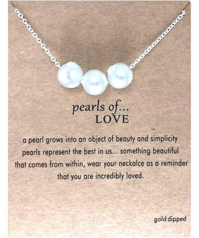 Friendship Pendant Chain Necklace with Message Card Perfect Jewelry Gift for Friends & Family 3 Pearls Silver $7.83 Necklaces