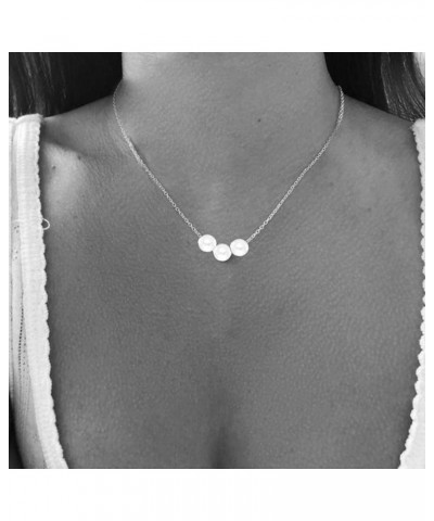 Friendship Pendant Chain Necklace with Message Card Perfect Jewelry Gift for Friends & Family 3 Pearls Silver $7.83 Necklaces