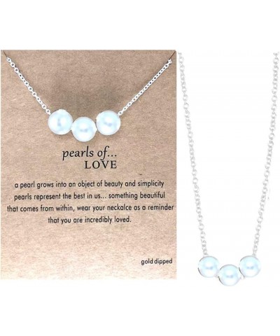 Friendship Pendant Chain Necklace with Message Card Perfect Jewelry Gift for Friends & Family 3 Pearls Silver $7.83 Necklaces