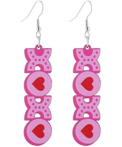 Hot Pink Valentine Earrings Wooden Love Earrings Cute Valentine Jewelry Lover Earrings Valentine's Day One Size Love x $5.30 ...