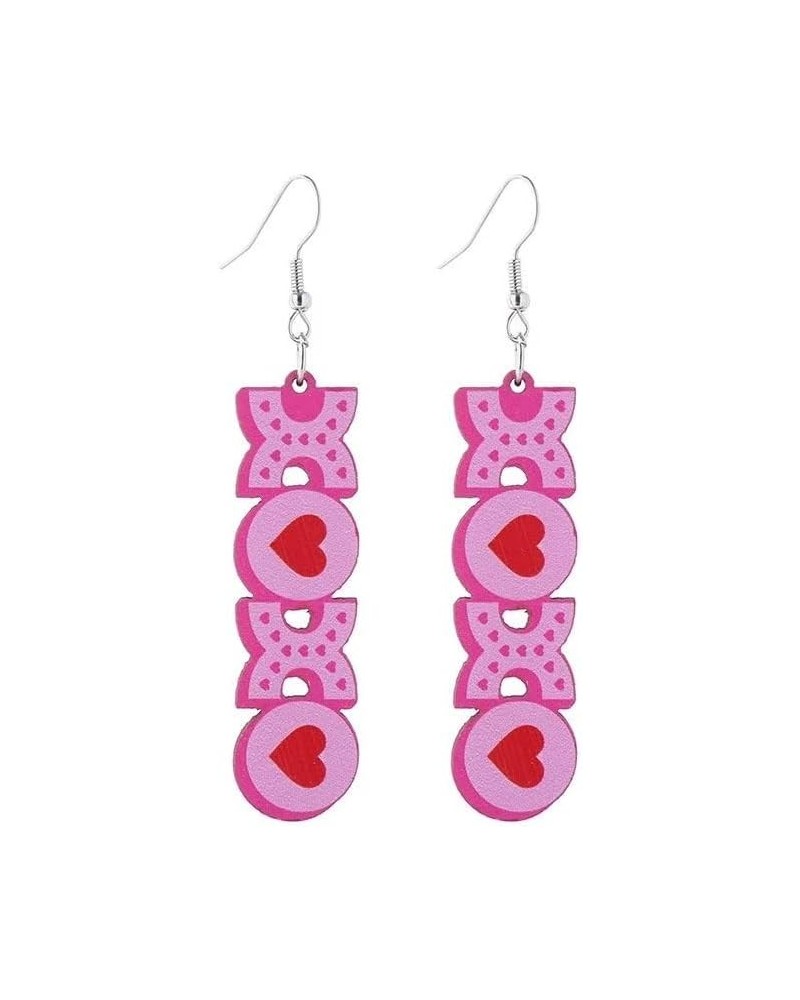 Hot Pink Valentine Earrings Wooden Love Earrings Cute Valentine Jewelry Lover Earrings Valentine's Day One Size Love x $5.30 ...