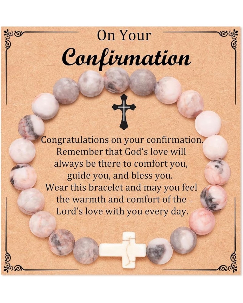 Cross Bracelet for Women With Envelope and Greeting Card,Christian Gifts Natural Stone Cross Bracelet with Bible Verse Prayer...