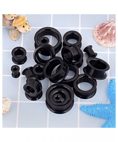 20pcs Tunnels Kit 2g-1" Silicone Ear Skin Gauges Plugs Ear Expander Stretching Set Thick Silicone - Black $9.17 Body Jewelry