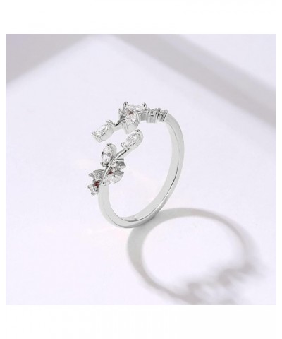 Leaf Ring for Women Dainty Zircon Ring Open Adjustable Knuckle Ring for Teen Girls Midi Ring Silver $6.75 Rings