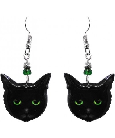 Cat Face Animal Graphic Dangle Earrings - Womens Fashion Handmade Jewelry Pet Lover Accessories Bombay/Black $11.99 Earrings