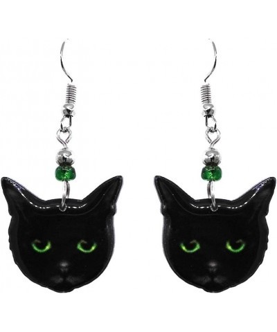 Cat Face Animal Graphic Dangle Earrings - Womens Fashion Handmade Jewelry Pet Lover Accessories Bombay/Black $11.99 Earrings