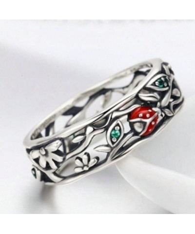 Sealinkea Hollow Ladybug Vine Leaf Ring Ring Classic Fashion Ladies Jewelry 10 $11.79 Rings