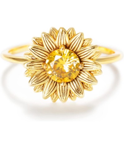 Story Jewellery Sunflower Ring for Women, Gold Plated Sunflower Ring for Girl, You Are My Sunshine Ring for Women, Birthday C...