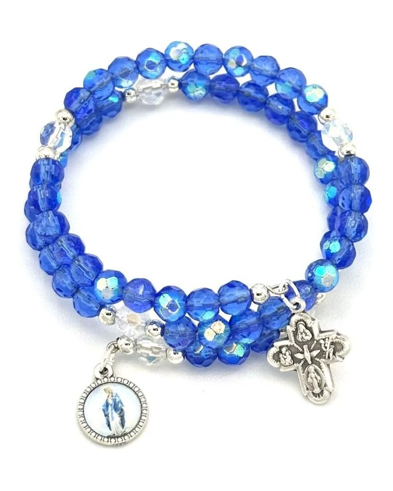 Wrap Around Rosary Bracelet Four Way Cross Blue-glass $10.05 Bracelets