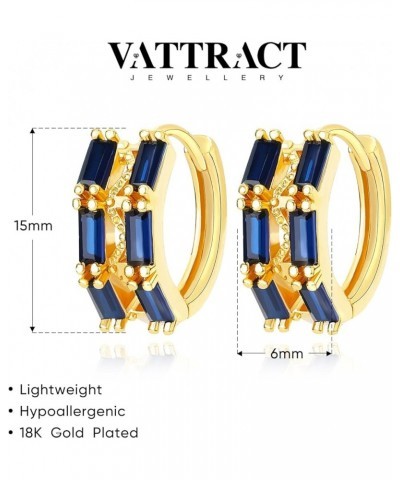 Small Hoop Earrings for Women Girls Cubic Zirconia Cartilage Hoop Earrings 18K Gold Hypoallergenic Lightweight Huggie Hoops B...