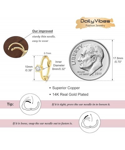 Small Gold Hoop Earrings for Women 14K Gold Plated Hoops Tiny Hypoallergenic Cubic Zirconia Cartilage Gold Huggie Hoop Earrin...