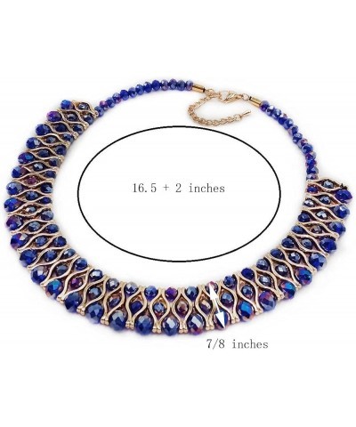 Crystal Statement Necklace Rhinestone Collar Choker with Extension Chain Jewelry Gifts for Women (Blue) Blue $18.00 Necklaces