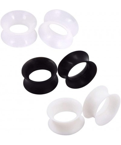 1 Pair/3Pairs Black/White/Transparent Soft Silicone Flexible Ear Skin Tunnels Plugs Expanders Gauges Hollow Body Piercing 2G-...
