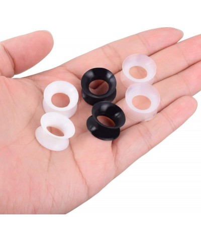 1 Pair/3Pairs Black/White/Transparent Soft Silicone Flexible Ear Skin Tunnels Plugs Expanders Gauges Hollow Body Piercing 2G-...