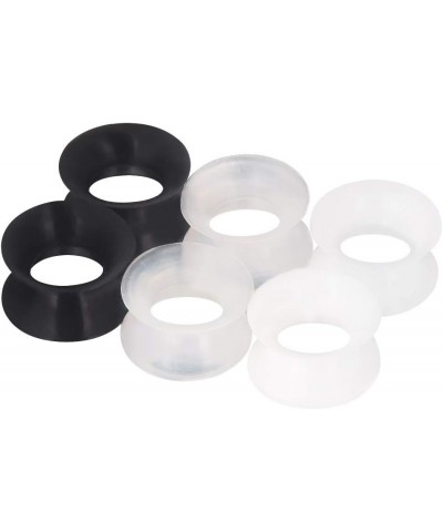 1 Pair/3Pairs Black/White/Transparent Soft Silicone Flexible Ear Skin Tunnels Plugs Expanders Gauges Hollow Body Piercing 2G-...