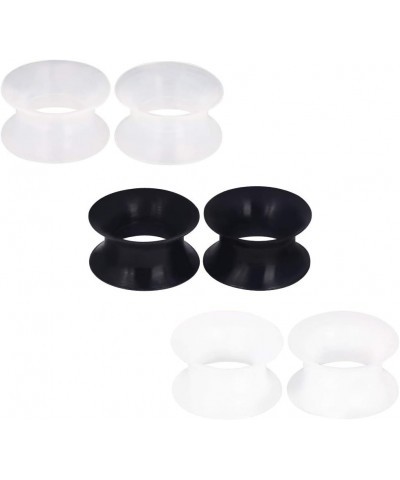 1 Pair/3Pairs Black/White/Transparent Soft Silicone Flexible Ear Skin Tunnels Plugs Expanders Gauges Hollow Body Piercing 2G-...