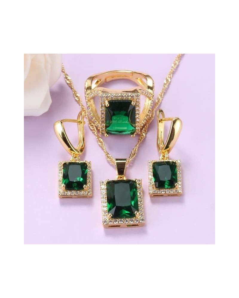 African Yellow-Gold Color Jewelry Sets for Women Black Cubic Zirocnia Ring with Earrings Sets Green 6 $15.93 Jewelry Sets