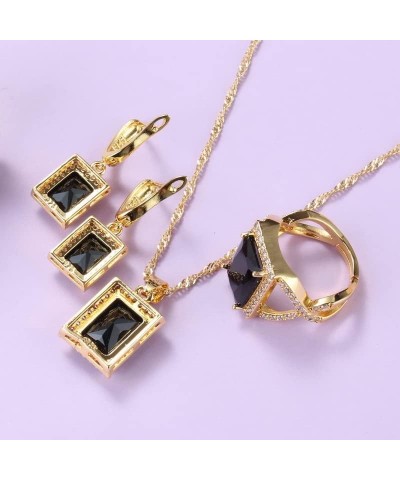 African Yellow-Gold Color Jewelry Sets for Women Black Cubic Zirocnia Ring with Earrings Sets Green 6 $15.93 Jewelry Sets