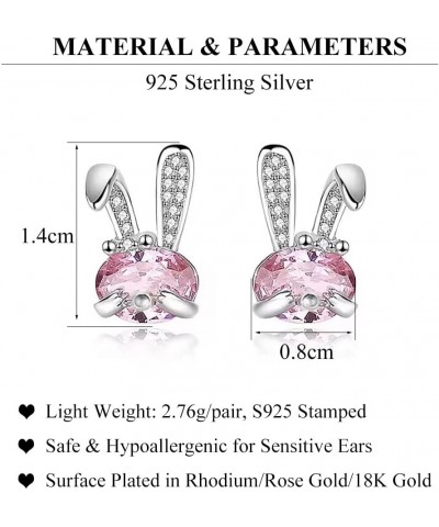 925 Sterling Silver Pink Crystal Rabbit Earrings Studs for Women Teen Girls Sparkling CZ Bunny Rabbit Studs Earrings $10.08 E...