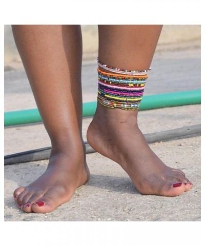 Summer Ankle Bracelets for Women,Beach Beaded Anklet,African Anklet Bracelets,Seed Beads,Colorful,Elastic,Cute Anklets for Te...