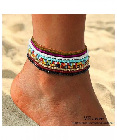 Summer Ankle Bracelets for Women,Beach Beaded Anklet,African Anklet Bracelets,Seed Beads,Colorful,Elastic,Cute Anklets for Te...