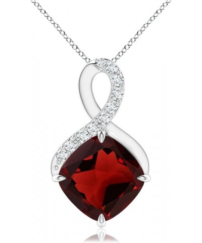 Natural Garnet Solitaire Pendant Necklace for Women, Girls in 14K Solid Gold/Platinum/Sterling Silver | January Birthstone | ...