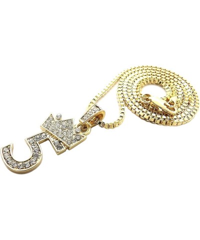 Pave Crown Tilted 1,2,3,4,5,6,7,8,9 Number Pendant 24" Box Chain Necklace in Gold Tone 5 - Gold (Smaller) $13.10 Necklaces