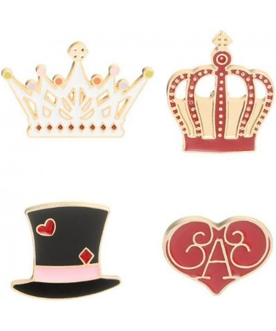 King & Queen Crown Enamel Pin Brooch 4Pcs Cartoon Lovely Magic Hat Heart Crown Lapel Pins BackPack Clothes Badge Pin Creative...