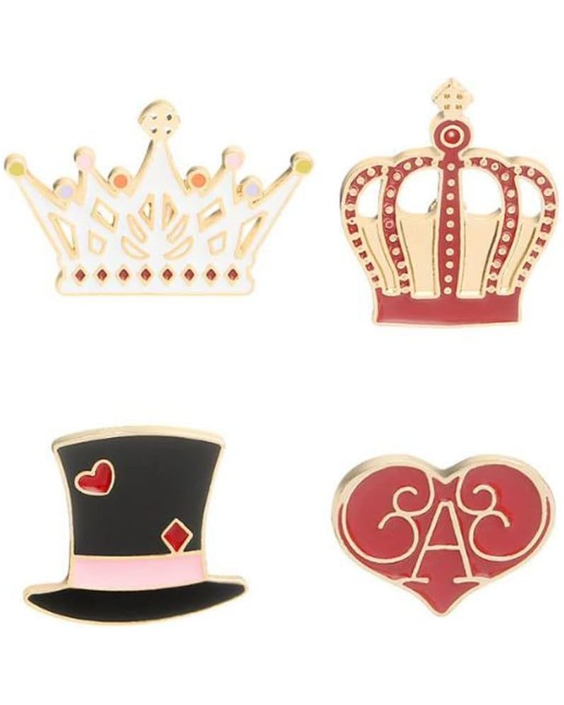 King & Queen Crown Enamel Pin Brooch 4Pcs Cartoon Lovely Magic Hat Heart Crown Lapel Pins BackPack Clothes Badge Pin Creative...