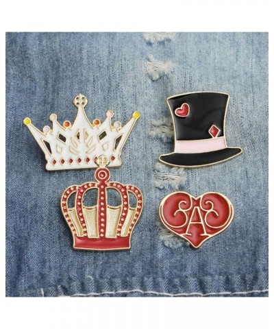 King & Queen Crown Enamel Pin Brooch 4Pcs Cartoon Lovely Magic Hat Heart Crown Lapel Pins BackPack Clothes Badge Pin Creative...