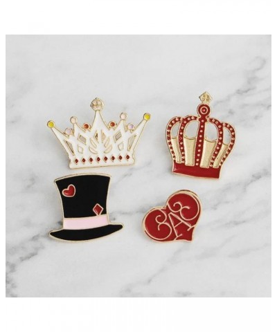 King & Queen Crown Enamel Pin Brooch 4Pcs Cartoon Lovely Magic Hat Heart Crown Lapel Pins BackPack Clothes Badge Pin Creative...